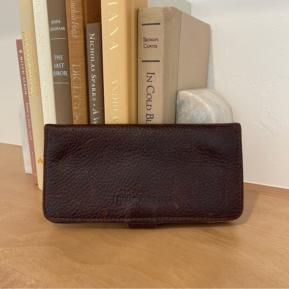 Portland Leather Goods Dark Brown Coldbrew Nutmeg Pebbled Bifold Snap Wallet